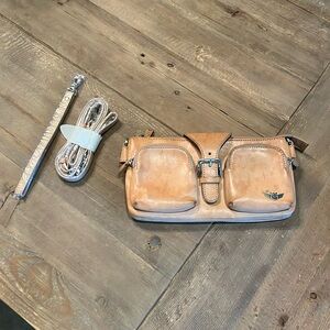 Well loved Consuela natural leather wallet/crossbody/wristlet